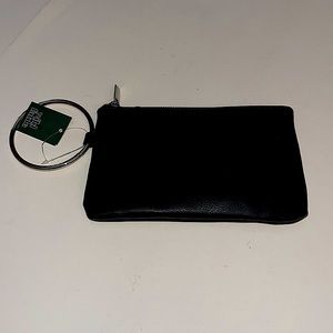 NWT WILD FABLE BLACK FAUX LEATHER WRISTLET BAG WITH SILVER RING/5”x8”